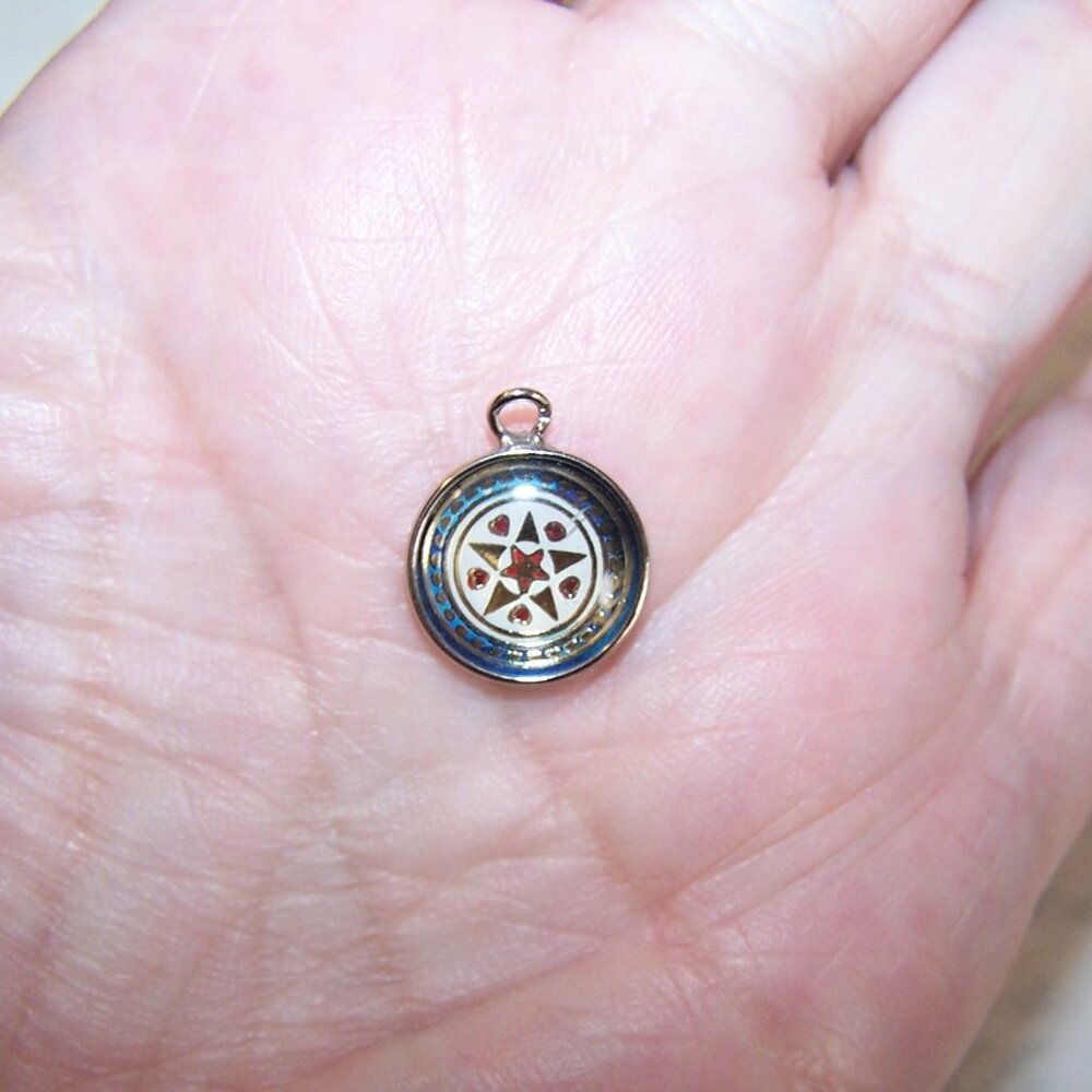 Vintage HOFFMAN Sterling Silver Bubble Charm - Country Hex Sign